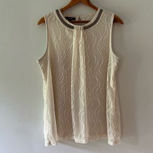 Alfani sleeveless lace tank, blouse, shirt, size Medium, metallic accents‎